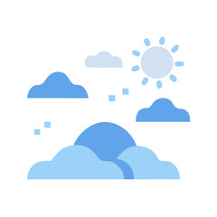 Sun and Clouds Illustration on Black Background Vector