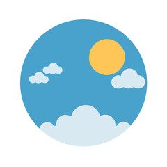 Cartoon Sun and Clouds in a Blue Sky