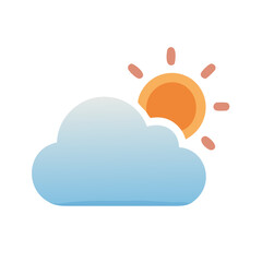 Cartoon Sun and Cloud Icon on Black Background