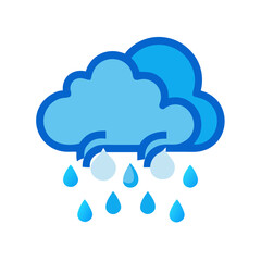 Blue cloud and rain drops weather illustration icon