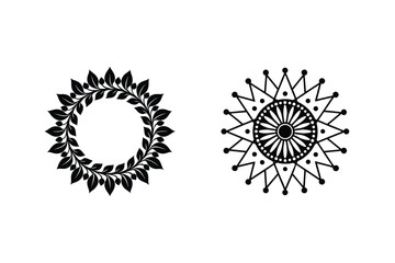 Floral Leaf Wreath And Geometric Mandala Vector Design For Ornament Decoration