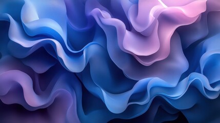 Fototapeta premium Abstract flowing fabric. Soft, layered waves in blue and purple, creating a smooth, dynamic effect