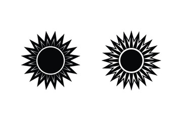 Two Sun Shapes Black Silhouette Vector Illustration Isolated On White Background