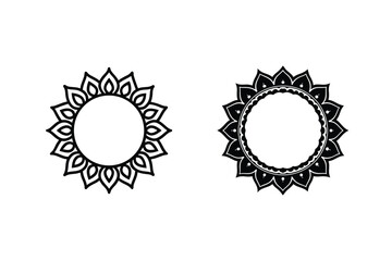 Two Black And White Floral Mandala Frames For Design Elements Illustration