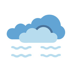 Foggy Weather Icon with Clouds and Wavy Lines