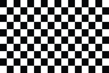 Black and white checkered pattern . Chess pattern . Black and white square background . 
Checkered wallpaper . Vector illustration