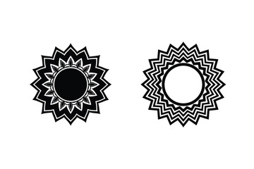 Ornamental Mandala Design In Black And White Vector Art Set