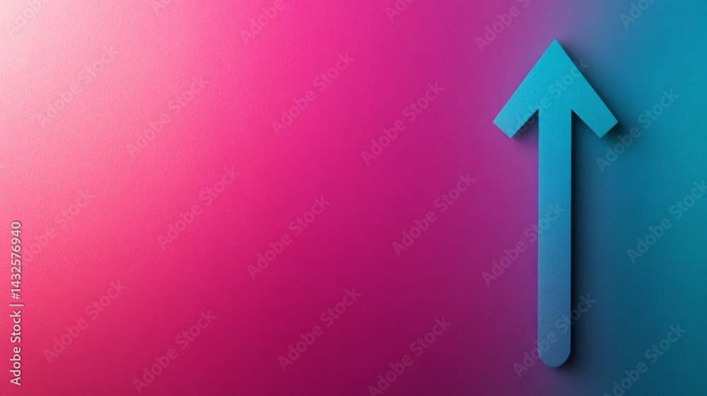 Poster A close-up view of a single vibrant arrow pointing upward, set against a dynamic gradient backdrop that evokes feelings of growth and advancement
