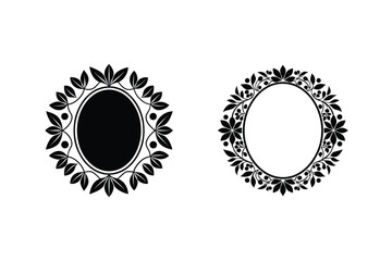 Set Of Two Floral Oval Frames Elegant Botanical Vector Elements