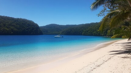 Fototapeta premium Tropical beach boat lagoon paradise escape