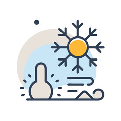 Winter Season Weather Icon with Snowflake and Thermometer