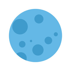 Simple Blue Moon with Craters on Black Background