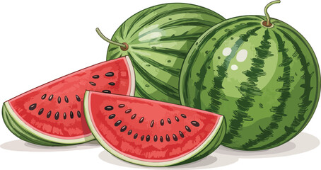 Watermelon vector design, Watermelon with Watermelon Slice in white background vector design