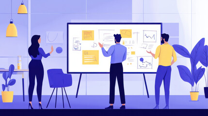 Collaborative discussion between colleagues in a bright light-filled conference room gigapixel resolution