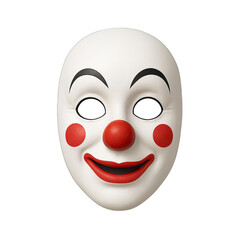 Clown Face Mask with Red Nose and Cheeks Isolated on Transparent Background, generative ai
