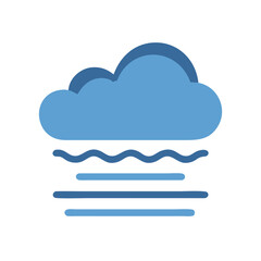 Blue Cloud with Fog or Mist Icon Illustration