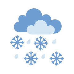 Snow Cloud with Snowflakes and Rain Drops Illustration