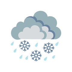 Simple icon depicting a snowy weather forecast symbol