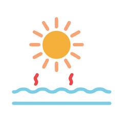 Vector illustration of sun heating the ocean water