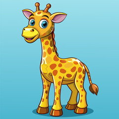 Fototapeta premium Cute Cartoon Giraffe Illustration . Adorable Animal Art