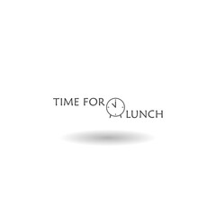 Time for lunch text icon with shadow