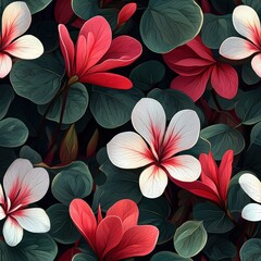 Cyclamen flowers plants floral blooming botanical seamless pattern ornament design, tile