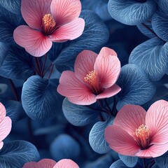Cyclamen flower plant flora bloom botany seamless pattern ornament design, tile