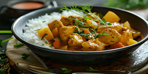 chicken with vegetables, Delicious   with rice and tomatoes. 
