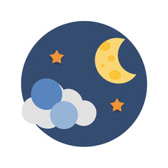 Stylized Night Sky Scene with Moon and Stars