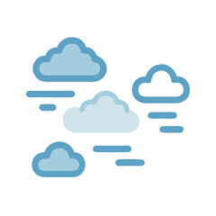 Stylized Clouds in Soft Blues Floating on Black Background