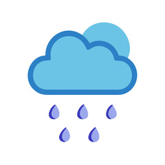 Obraz premium Cloud Raining with Sun Vector Icon Illustration