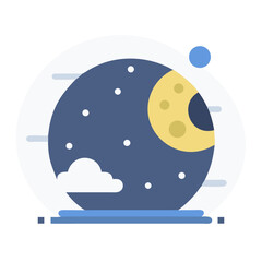 Abstract Moon and Starry Night Sky Illustration