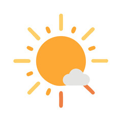 Cartoon Sun with Cloud Isolated on Black Background