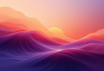 abstract background with waves, abstract colorful background, Fiery Ombre Waves: Deep Purple, Golden Orange & Soft Abstract Gradient