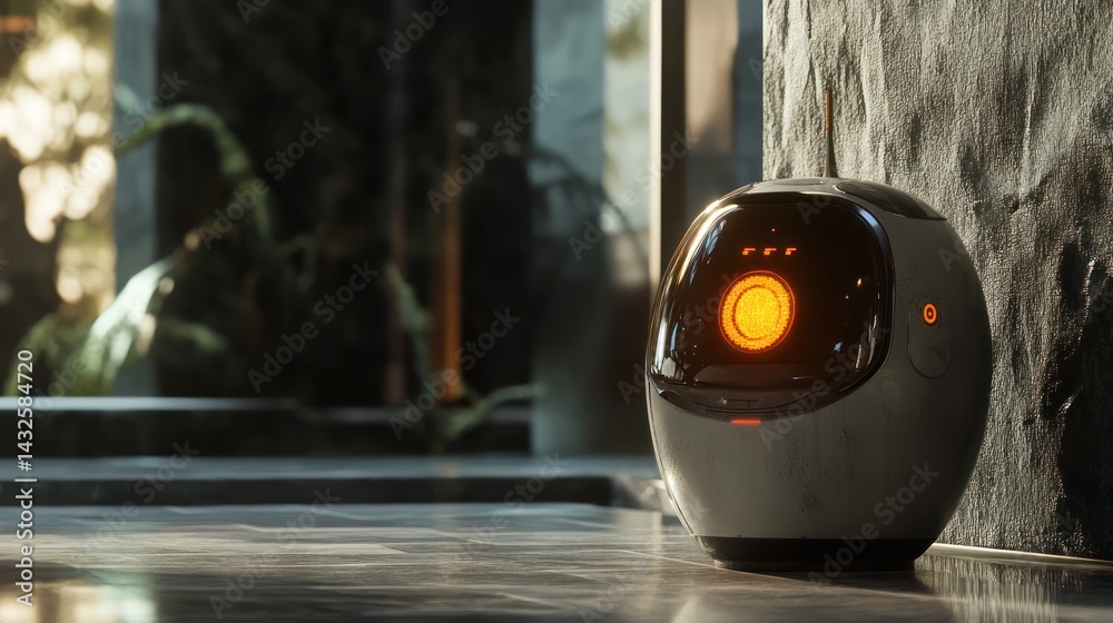 Poster advanced robotics: personal assistant robot blending seamlessly with modern design