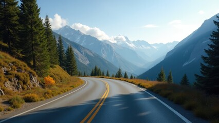 Naklejka premium mountain road in the mountains