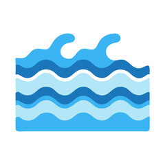 Stylized ocean waves vector illustration, blue hues, black backdrop