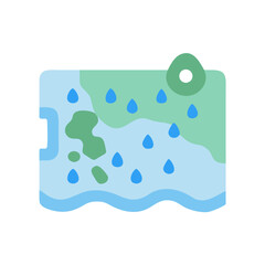 Abstract Weather Map: Rainfall over Land and Sea