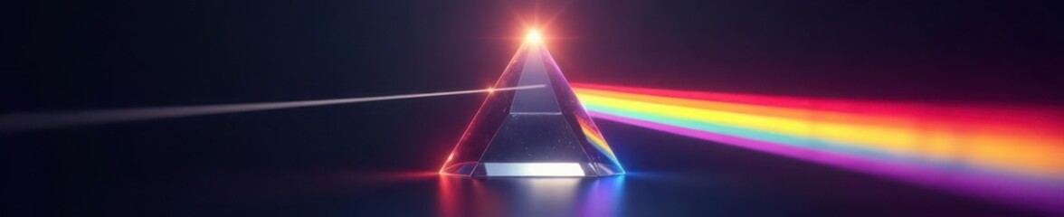 A triangular prism separating white light into a spectrum , prism experiment, spectrum, glass