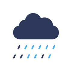 Rainy cloud icon symbol isolated on black background
