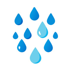 Blue water drops falling illustration on black background