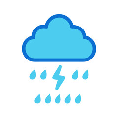 Thunderstorm weather forecast illustration with light blue clouds