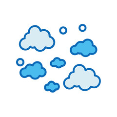 Stylized Blue Clouds with Light Blue Fill Illustration
