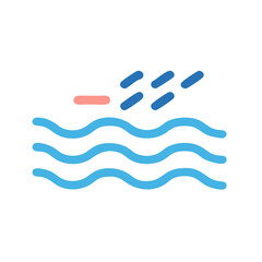 Fototapeta premium Rain over water waves minimalist vector illustration design
