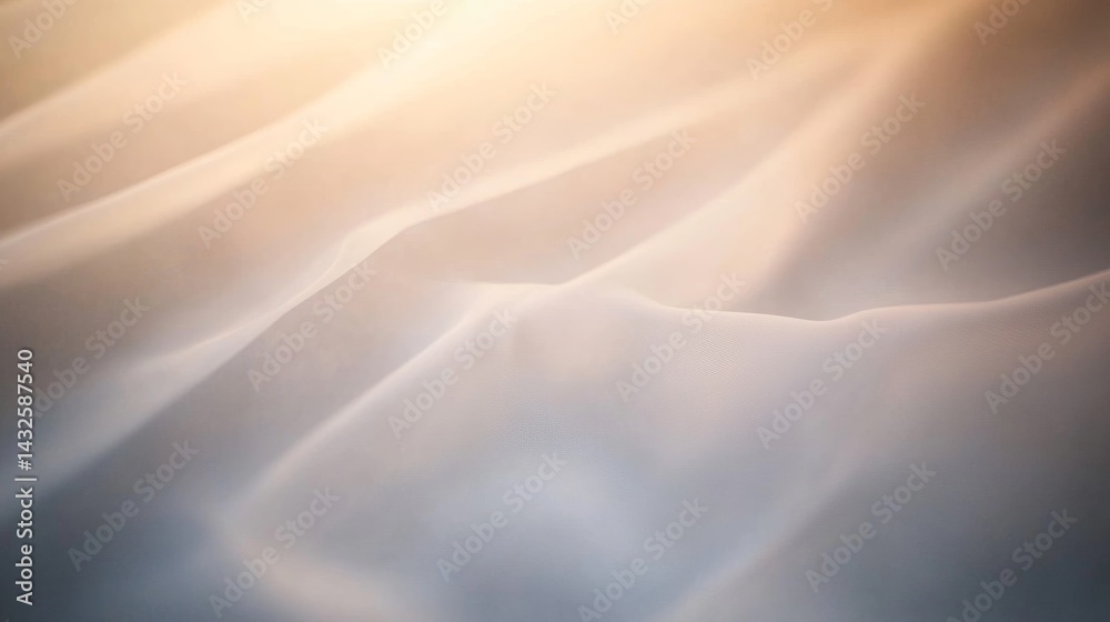 Aufkleber Soft, flowing patterns of light dance across translucent plastic sheets, forming a serene atmosphere while providing ample copy space on the right side
