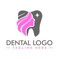 dentist dental tooth teeth shape and silhouette of beauty woman face.
