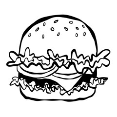 Hand drawn Hamberker sketch illustration with artistic and natural design elements