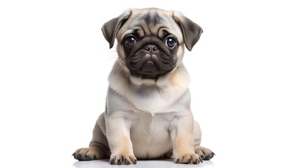 Obraz premium Pug Puppy Sitting Isolated on Transparent Background