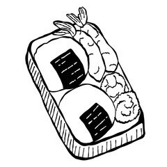 Hand drawn Bento sketch illustration with artistic and natural design elements
