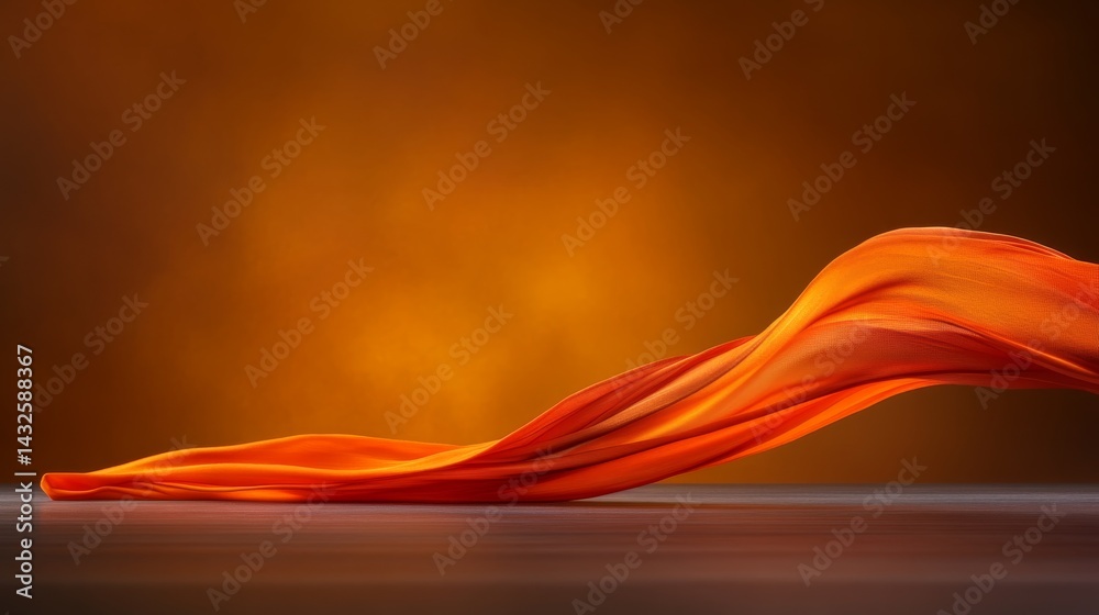 Poster A stunning close-up captures multicolored fabric in mid-motion, flowing gracefully across a table's surface, creating an abstract and dynamic visual appeal